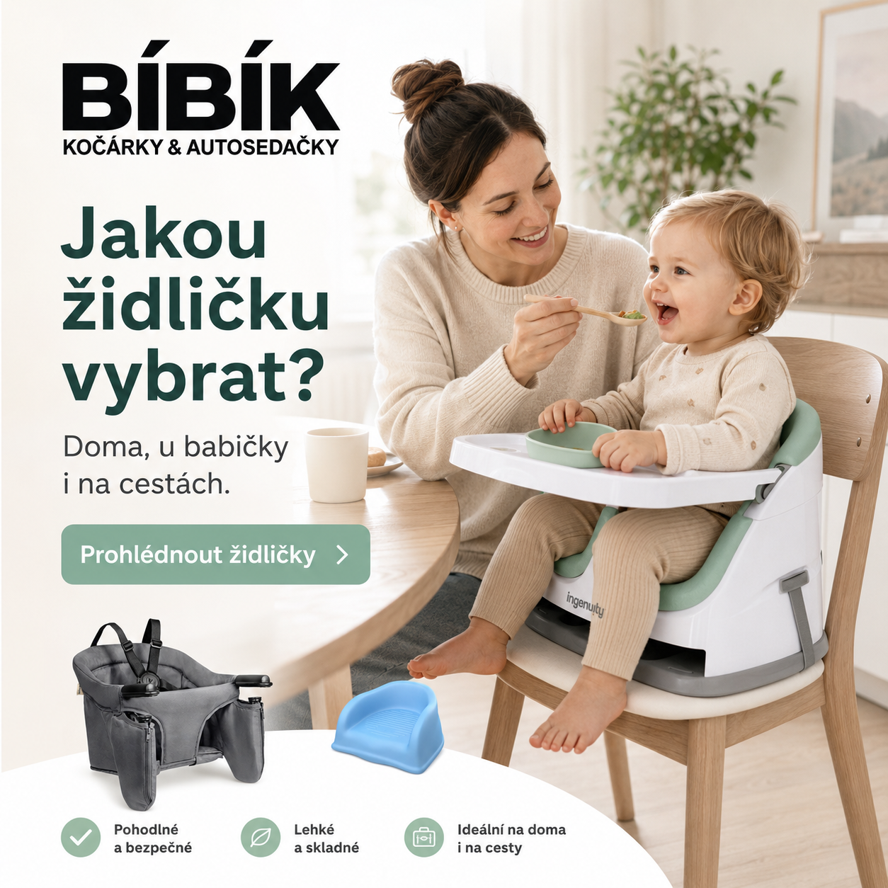 Výběr židličky pro dítě doma i na cestách