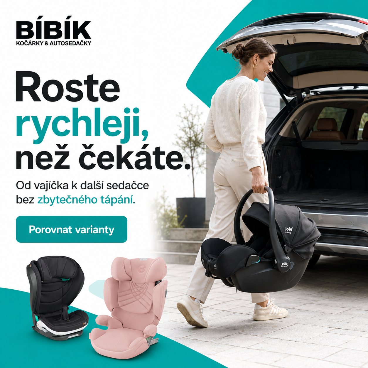 Přechod od vajíčka k další autosedačce