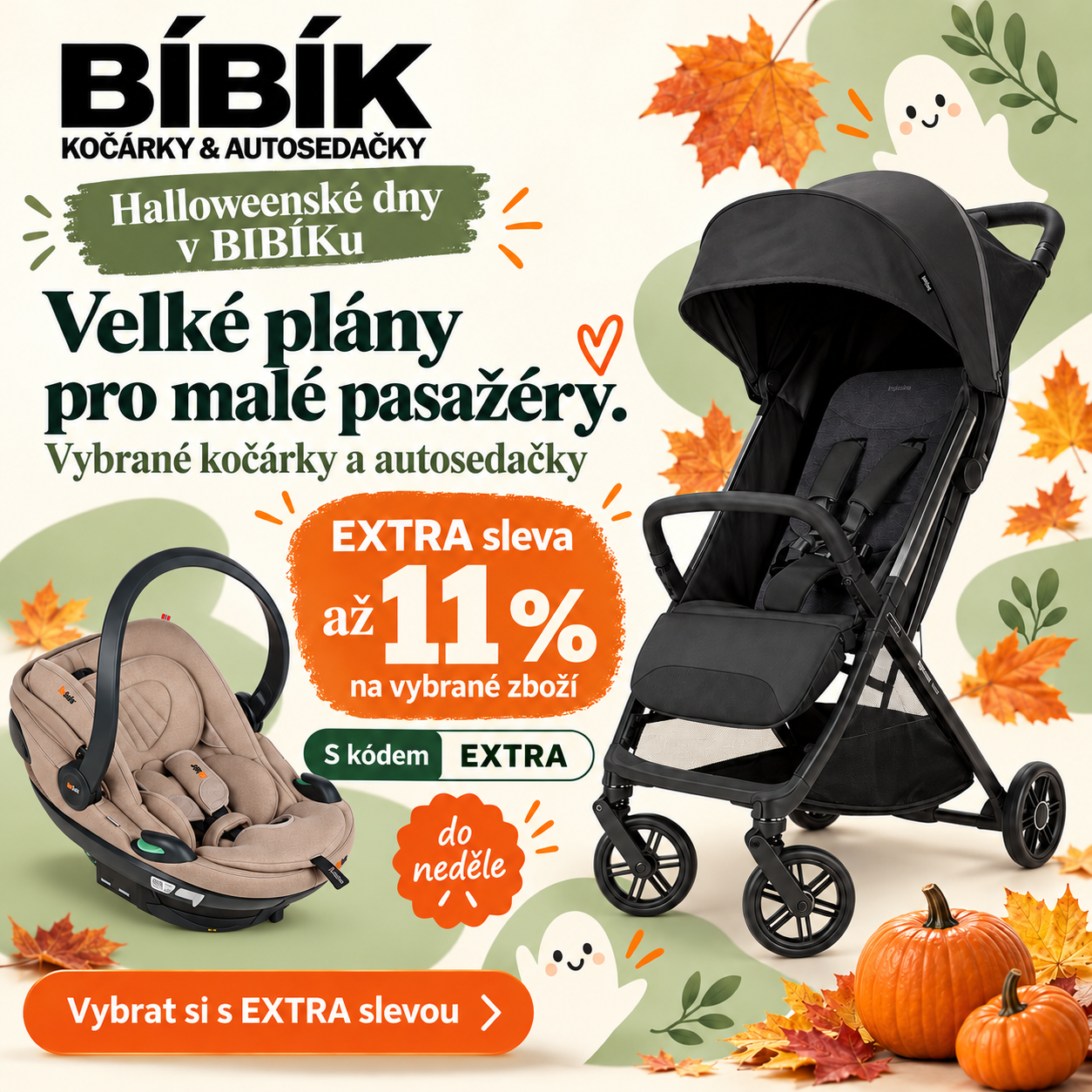 Halloweenské dny v BÍBÍKu: vybrané kočárky a autosedačky s EXTRA slevou až 11 %.