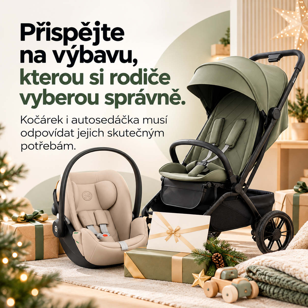 Příspěvek na kočárek a autosedačku podle potřeb rodičů.