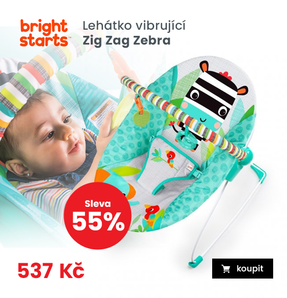 BRIGHT STARTS Lehátko vibrující Zig Zag Zebra 0m +, do 9kg