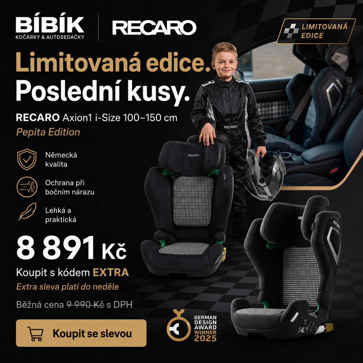 Limitovaná edice Recaro Axion1 Pepita poslední kusy