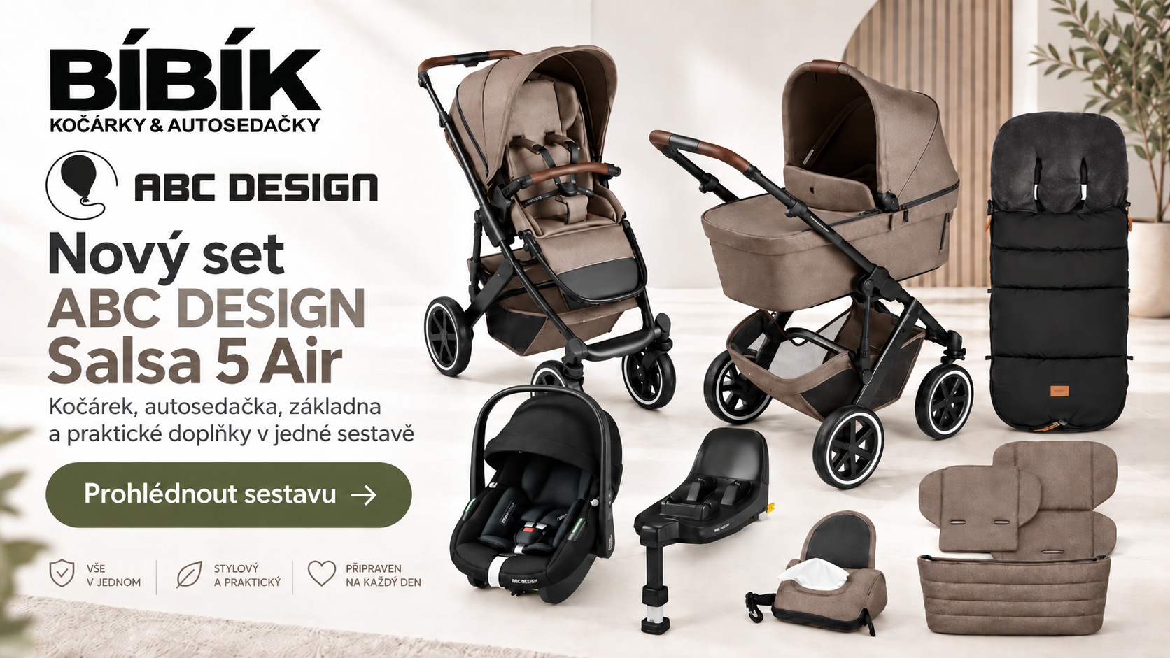 Kočárkový set ABC DESIGN Salsa 5 Air s autosedačkou a základnou