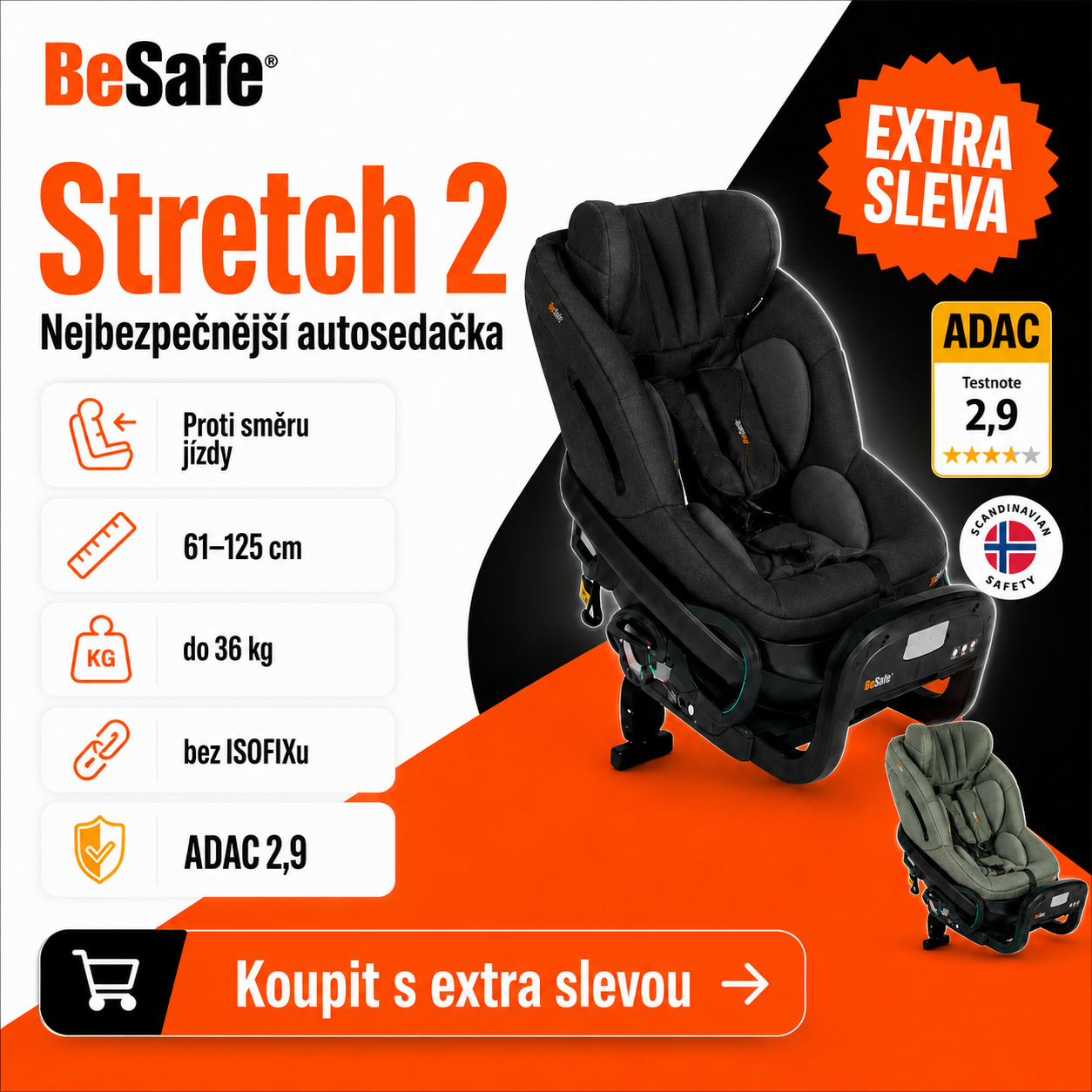 BeSafe Stretch akční banner s parametry