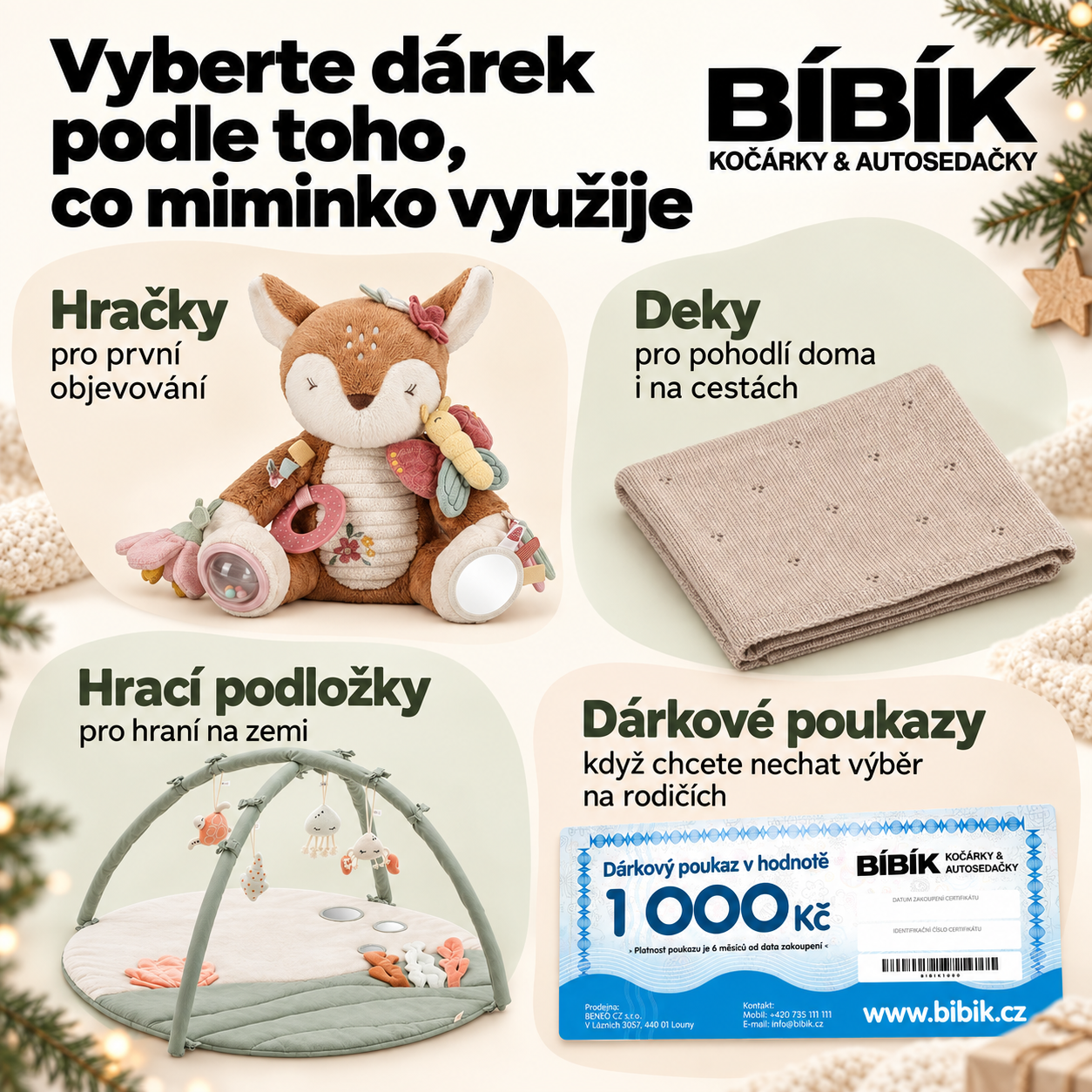 Tipy na vánoční dárky pro miminko