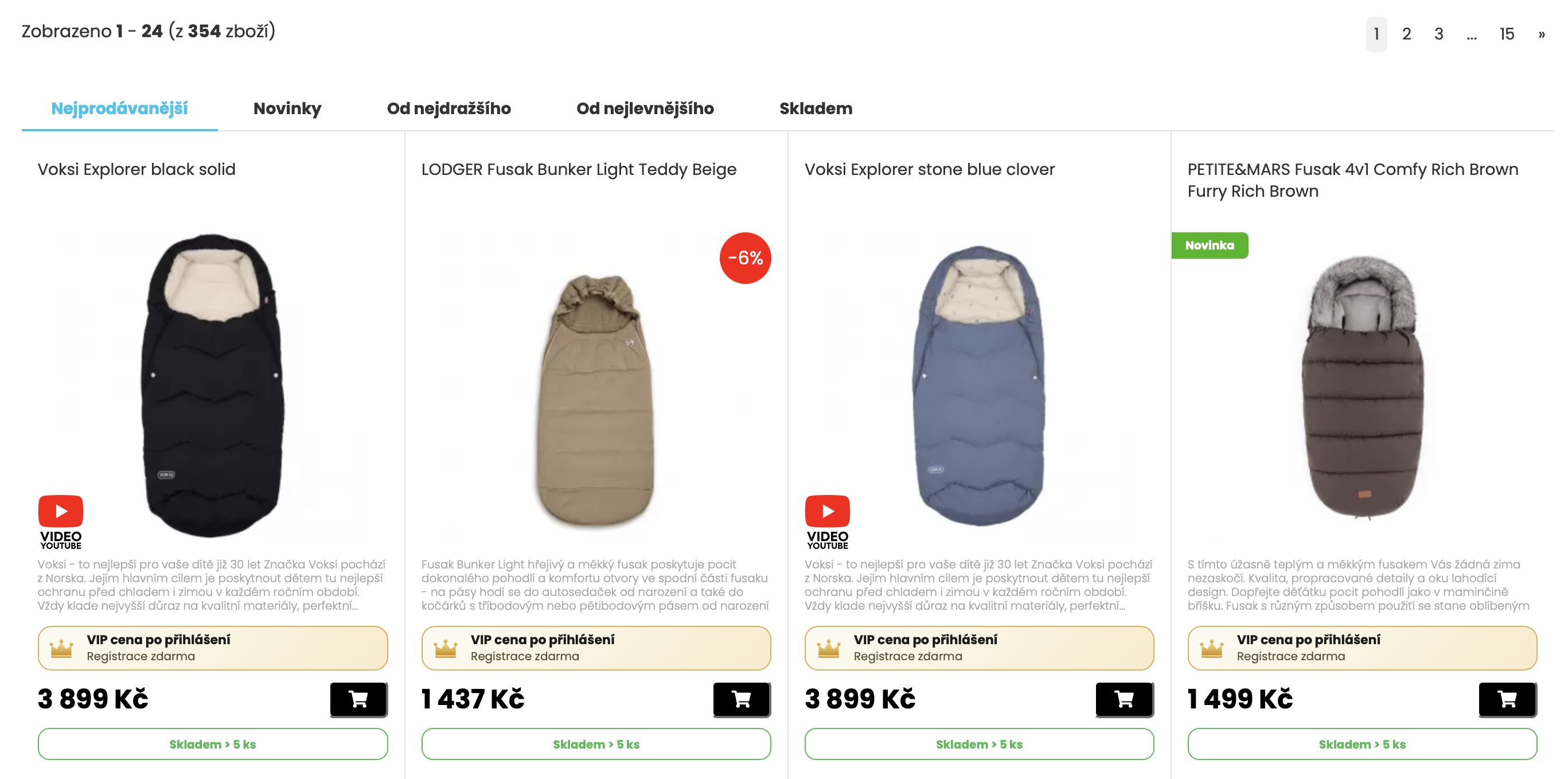 Nabídka e-shopu BIBÍK: Voksi Explorer, LODGER Bunker Light a PETITE&MARS Comfy