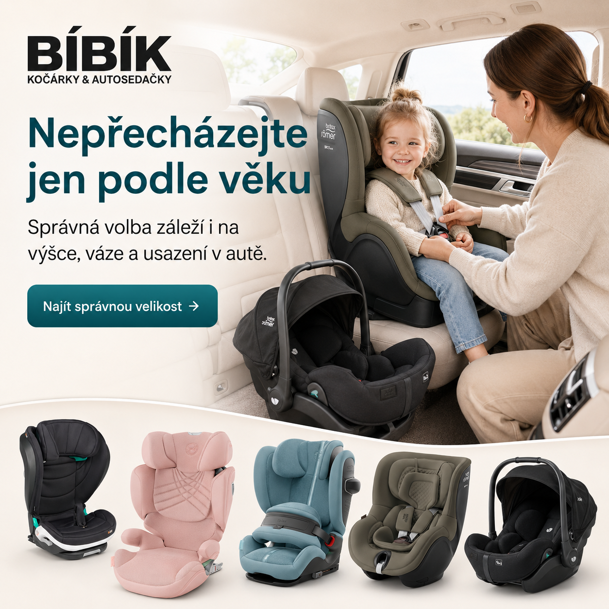 Volba autosedačky podle výšky a usazení dítěte