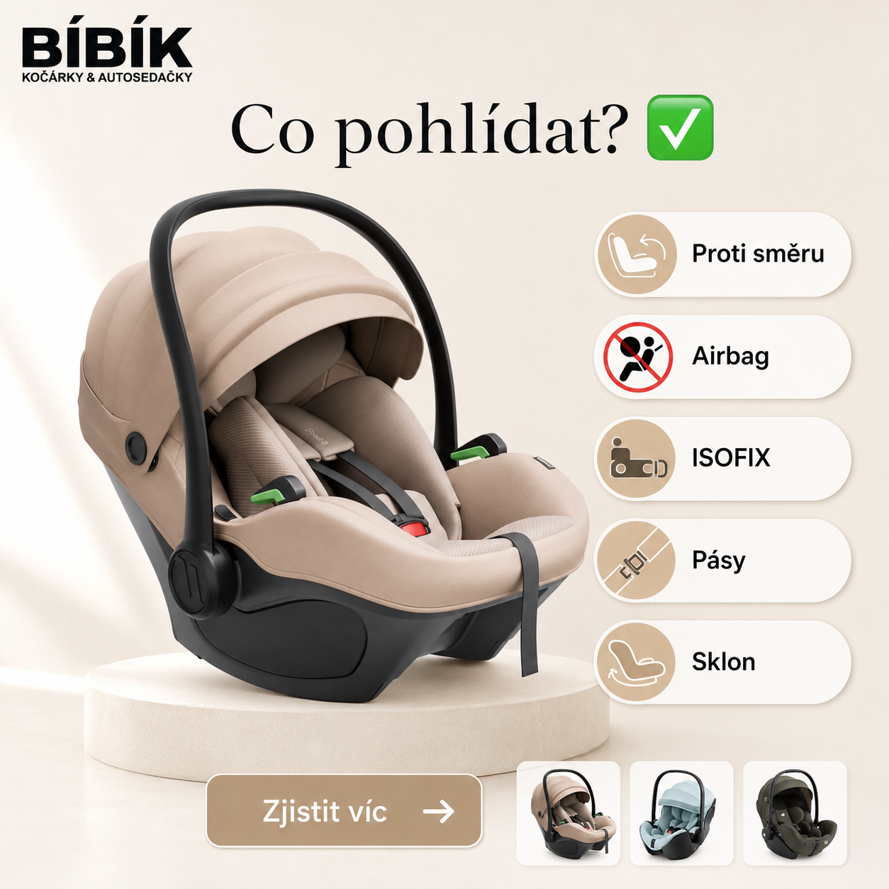 Kontrolní body při výběru kojenecké autosedačky