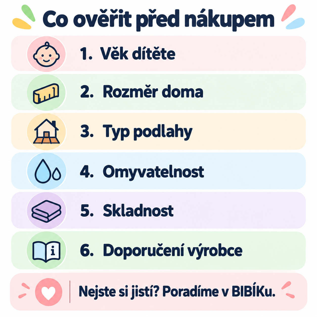 Checklist pro výběr hrací deky a podložky