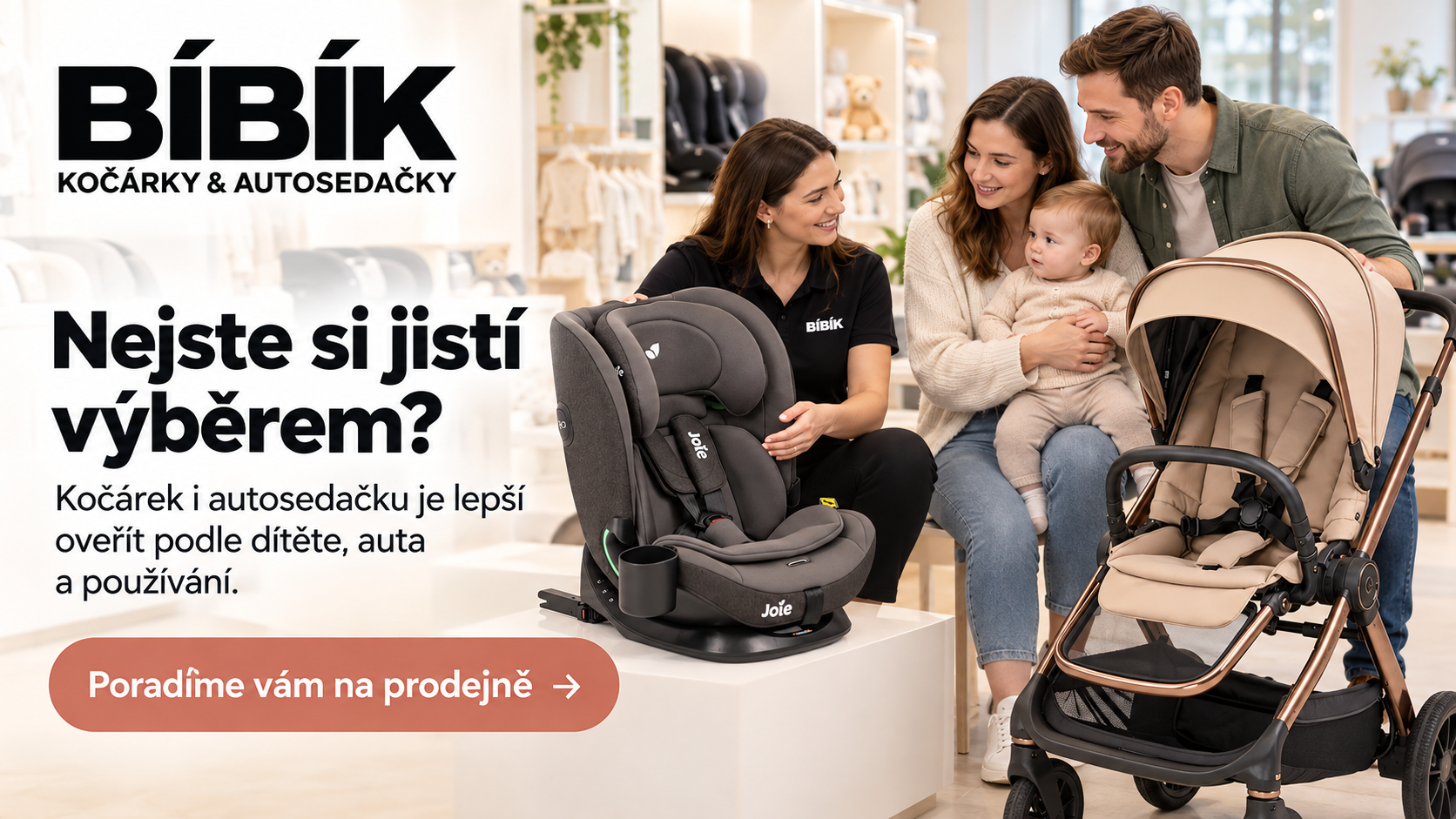 Poradenství při výběru kočárku a autosedačky na prodejně BÍBÍK
