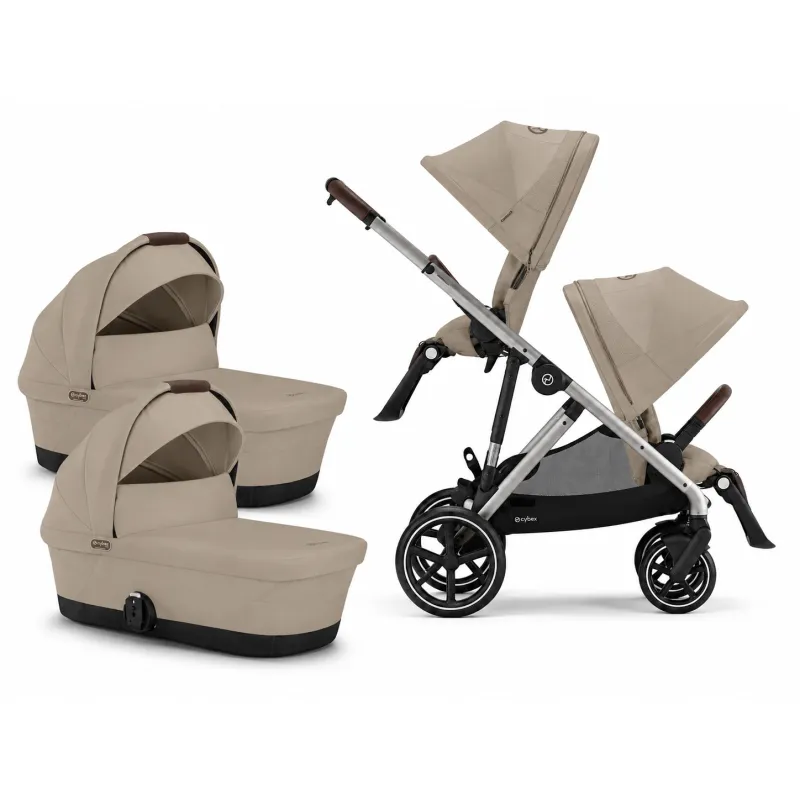 CYBEX Gazelle S + 2x Gazelle S Cot + sedačka ke golfové konfiguraci Almond Beige (Taupe Frame)