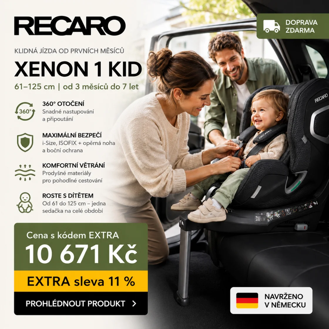 Recaro Autosedačka Xenon 1 Kid 61-125cm