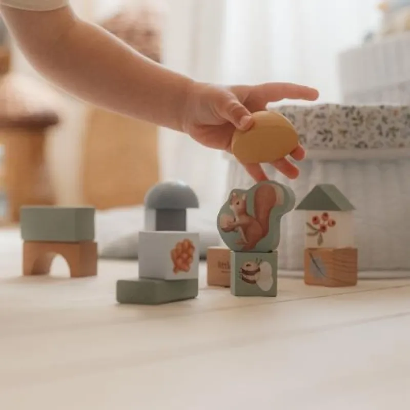 Little Dutch Kostky dřevěné 50 ks v tubě Forest Friends