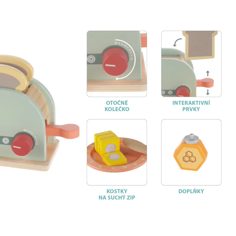 Zopa Dřevěný toaster set, Wood