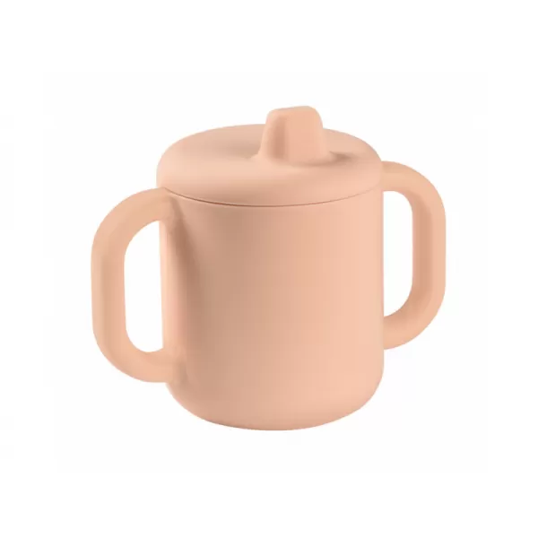 Beaba Hrnek s pítkem a držadly silikonový Pink