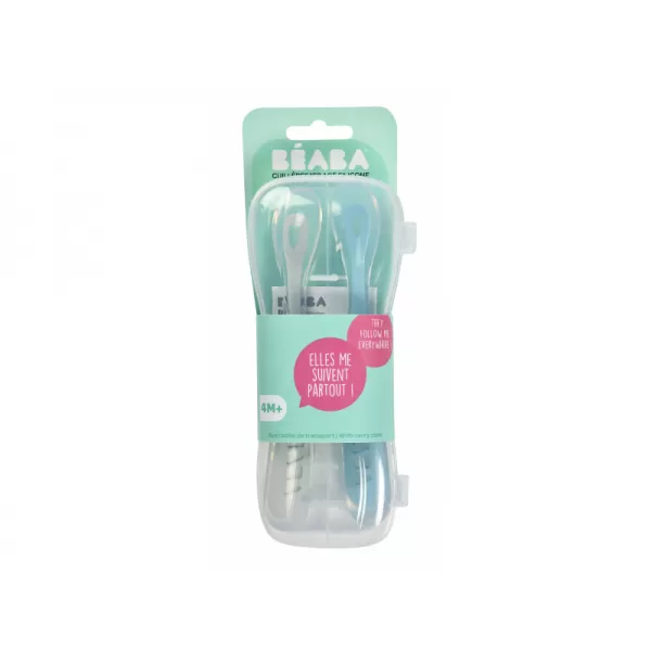 Beaba První lžička silikonová 2ks s pouzdrem
