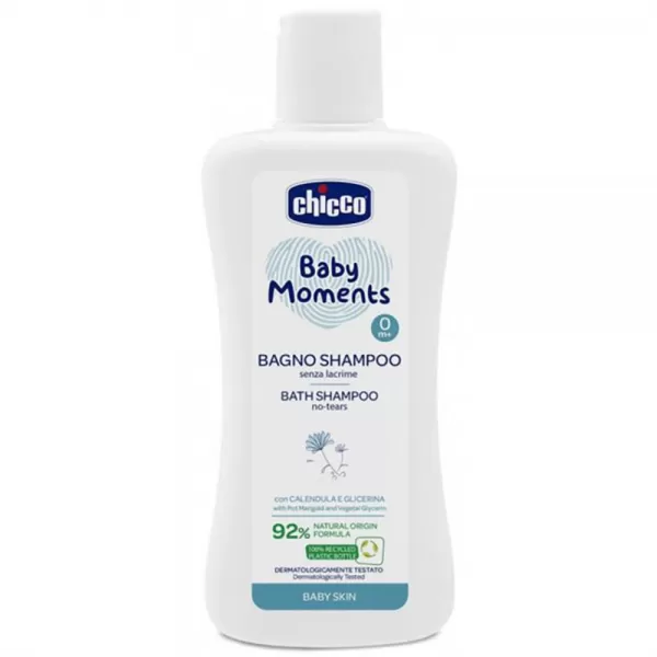 CHICCO Šampon na vlasy a tělo Baby Moments 92 % přírodních složek 200 ml