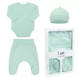 New Baby 3-dílná kojenecká soupravička do porodnice I AM mátová