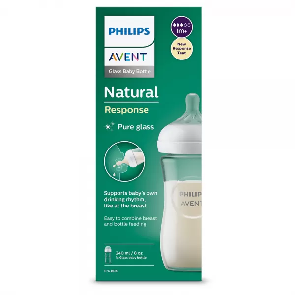 Avent Láhev Natural Response 240 ml +1m skleněná