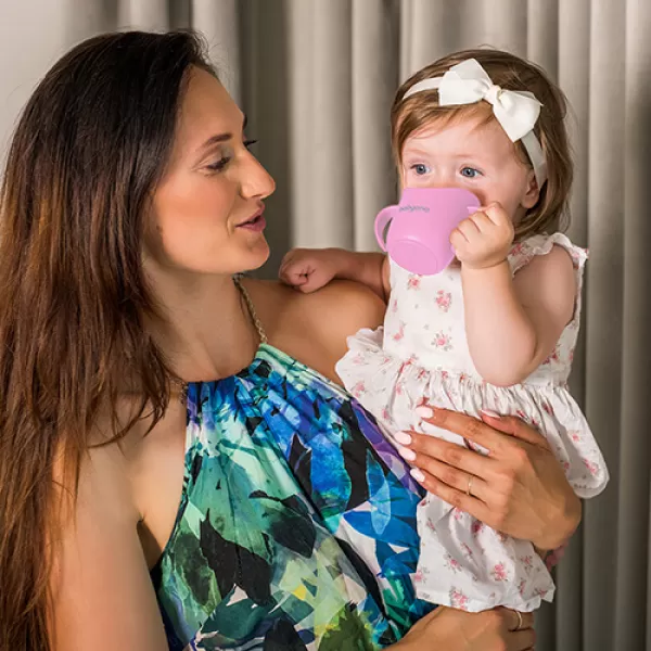 Baby Ono Ergonomický hrneček FLOW růžový