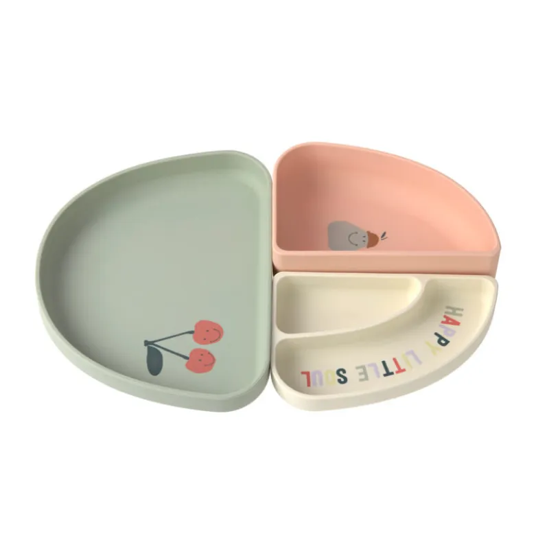 Lässig Dish Set Silicone Section Happy Fruits