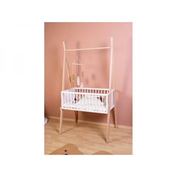 Childhome Postýlka Tipi dřevěná + stojan na oblečení