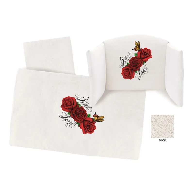 Hug's Factory 4-dílná sada povlečení do postýlky Vanilla dekor Red Rosses