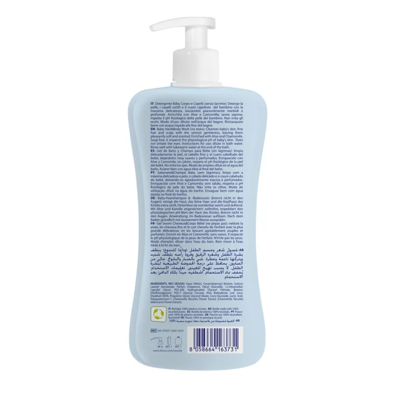 CHICCO Šampon na vlasy a tělo Natural Sensation s aloe a heřmánkem 500ml, 0m+