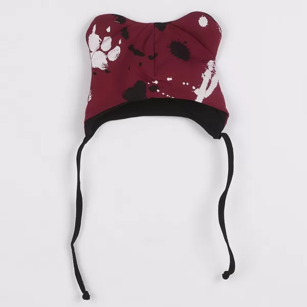 New Baby Kojenecká bavlněná čepička s oušky tlapka tmavě