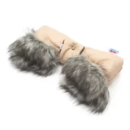 New Baby Rukávník na kočárek 2v1 s kožešinkou latte