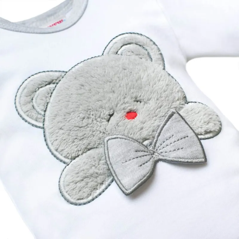 New Baby Luxusní kojenecké body s dlouhým rukávem Honey Bear s 3D aplikací