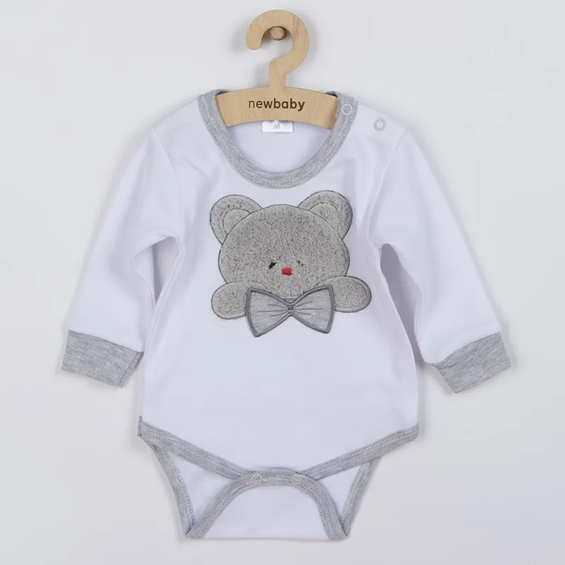 New Baby Luxusní kojenecké body s dlouhým rukávem Honey Bear s 3D aplikací