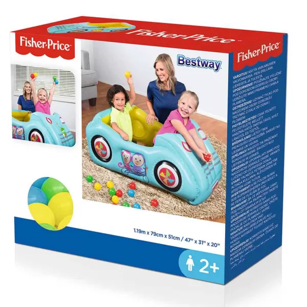 Fisher Price Dětské nafukovací autíčko Fisher-Price s míčky 119x79x51 cm
