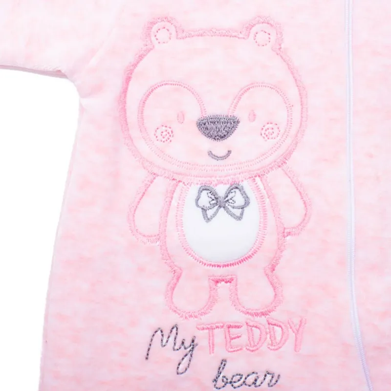 New Baby Kojenecký semiškový overal s kapucí Sweetheart růžový