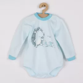 Koala Kojenecké body s dlouhým rukávem z organické bavlny Lesní Přítel modré