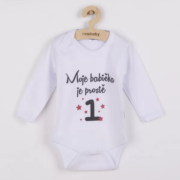 New Baby Body s potiskem Moje babička je prostě jednička - dárkové balení