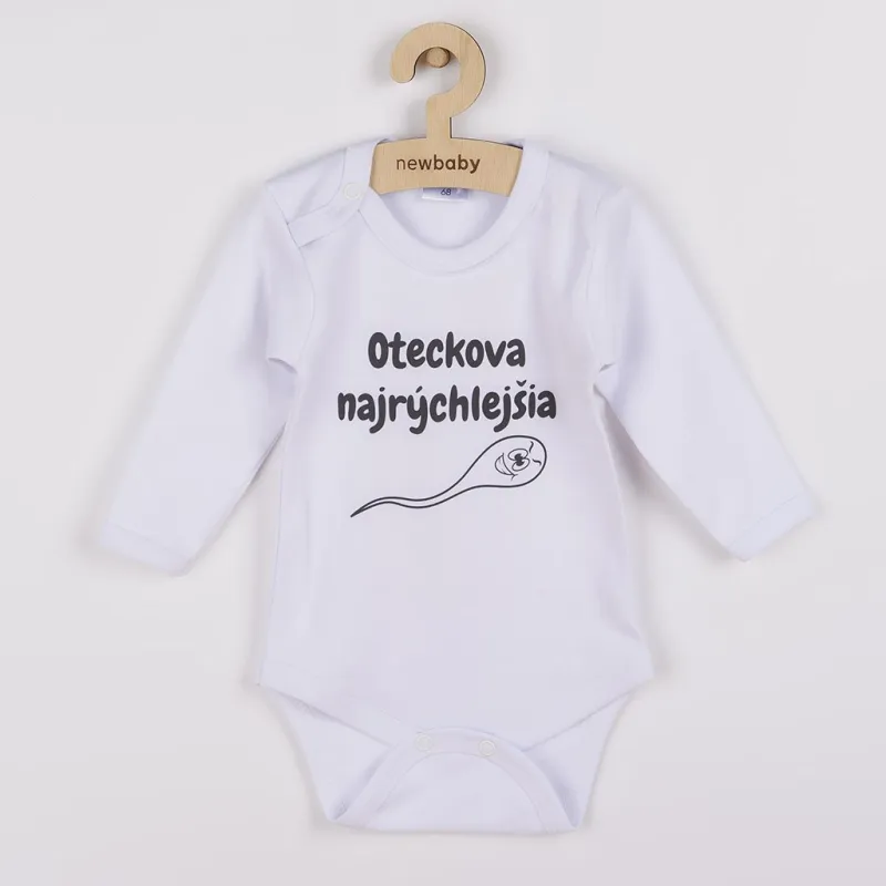 New Baby Body s potiskem Oteckova najrýchlejšia - darčekové balenie