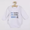 New Baby Body s potiskem 50% MAMINKA + 50% TATÍNEK - 100% JÁ modré - dárkové balení