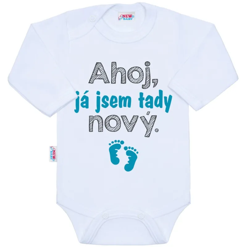 New Baby Body s potiskem Ahoj, já jsem tady nový - dárkové balení