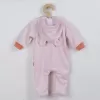 New Baby Kojenecký semiškový overal s kapucí Sweetheart růžový