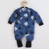 New Baby Kojenecký bavlněný overal s kapucí a oušky tlapka modrý