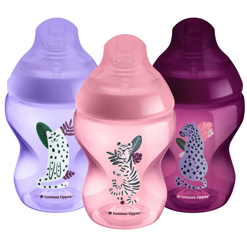 Tommee Tippee Kojenecká lahev pomalý průtok, 260 ml, Jungle Picks, 3 ks