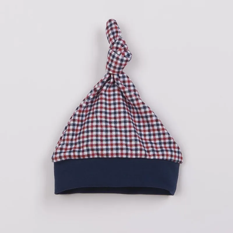 New Baby Kojenecká bavlněná čepička Checkered