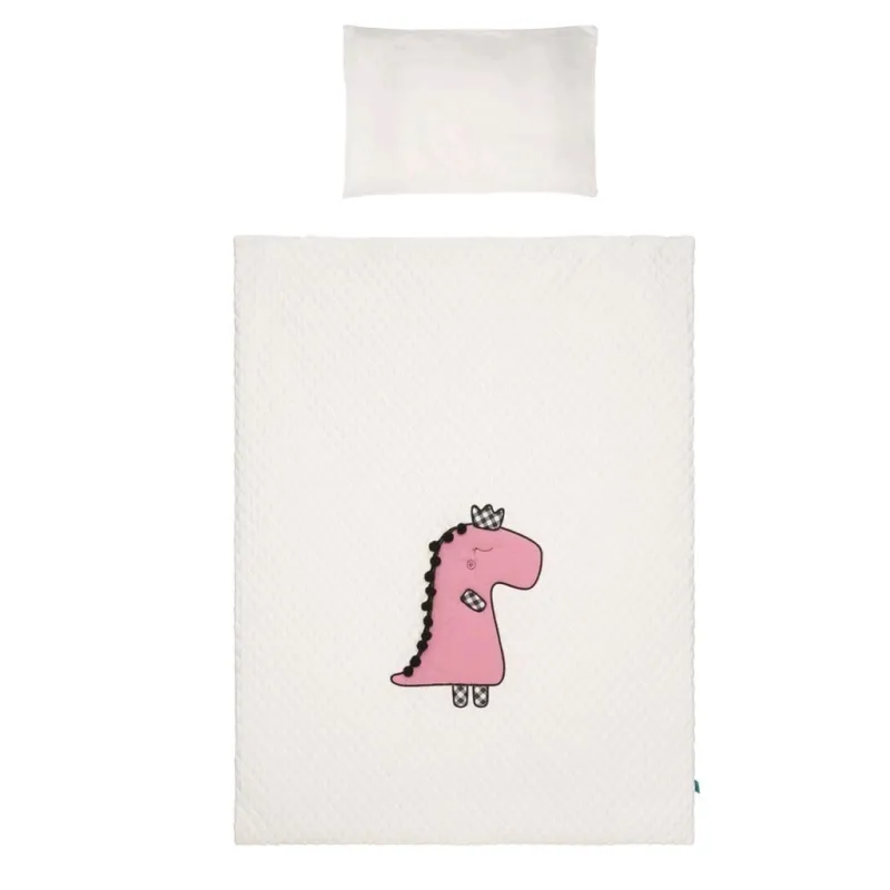 Belisima 3-dílné ložní povlečení Dino 3D 90/120 smetanovo-růžové