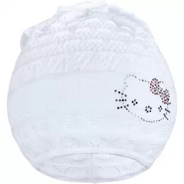 New Baby Pletená čepička-šátek kočička