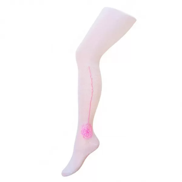 New Baby Dětské bavlněné žakárové punčocháče bílé s kytičkou