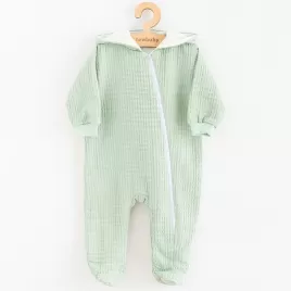 New Baby Kojenecký mušelínový overal s kapucí Comfort clothes šalvějová