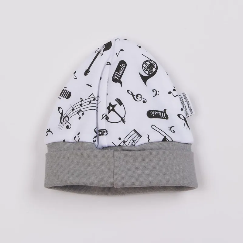 New Baby Kojenecká bavlněná čepička Music