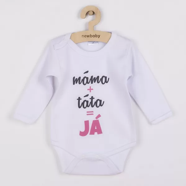 New Baby Body s potiskem máma plus táta rovná se JÁ - dárkové balení