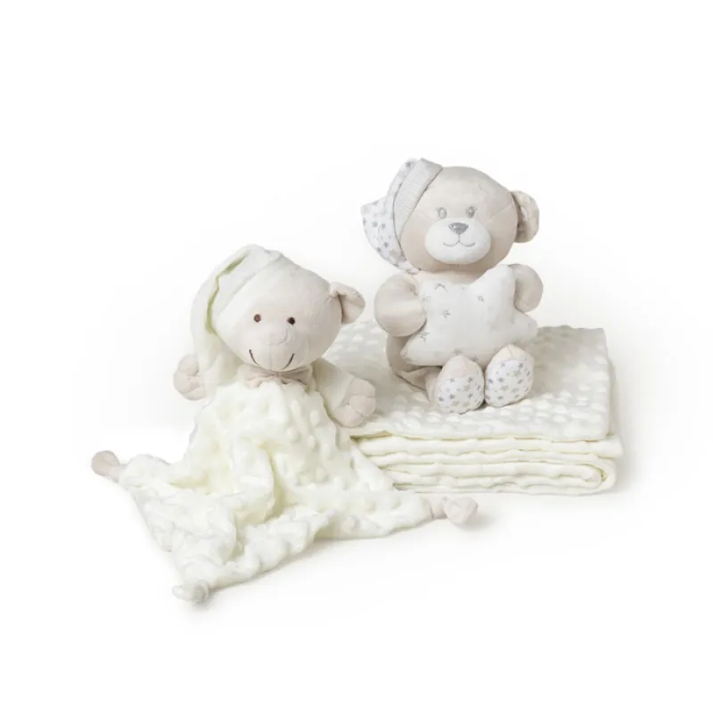 INTERBABY Deka měkká kuličky + přítulka + medvídek
